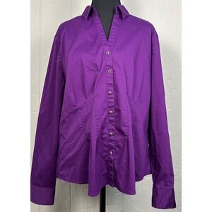 7th Avenue Y2K Purple Blouse Women's Sz-L Jeweled Button-Up Officecore Workwear